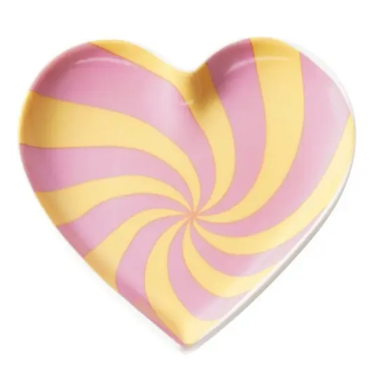 Sieradenschaaltje Swirly Hart roze geel 10cm