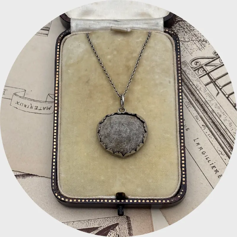 Silver Mounted 'Scare-Stone' Fossil Amulet Pendant
