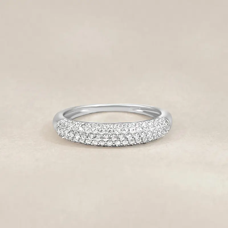 Silver Pavé Slim Balloon Ring