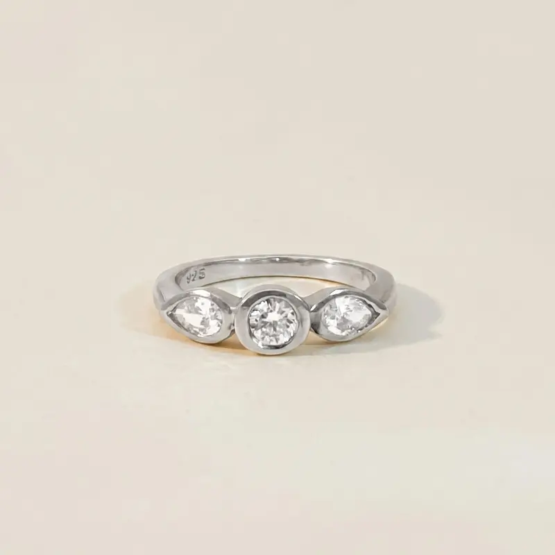Silver Trio Bezel Pinky Ring