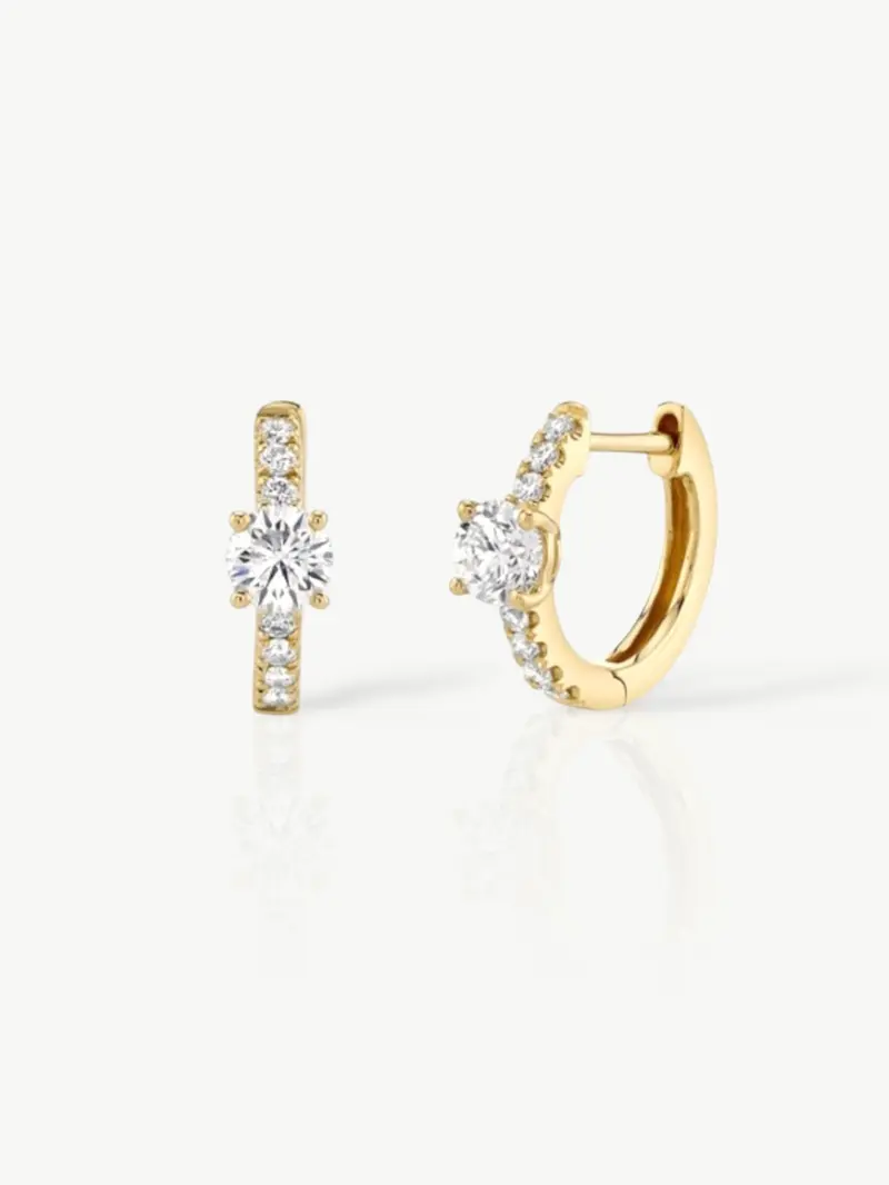 Single Stone Hoop Earrings