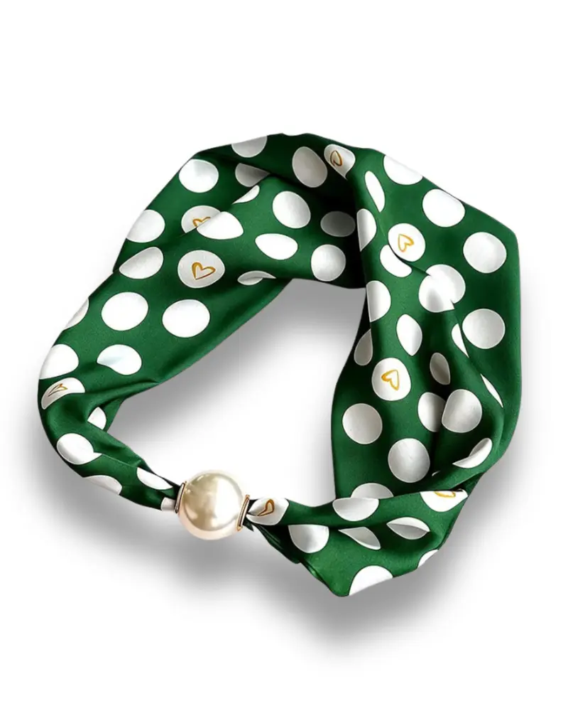Sjaaltje magnetische sluiting parel - Polkadot met hartjes