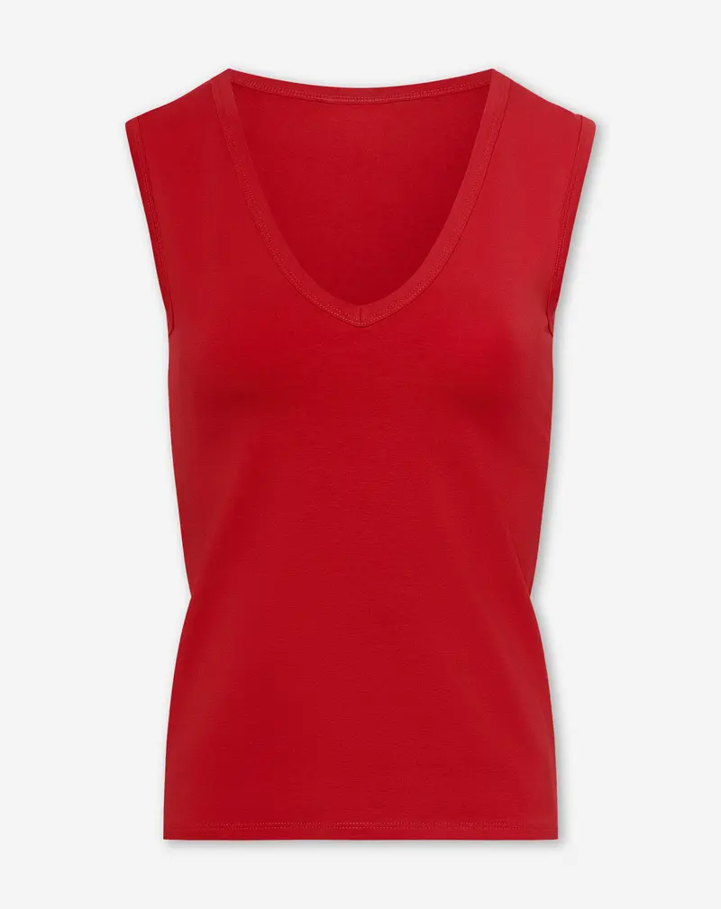 SLEEVELESS VNECK TOP ROOD