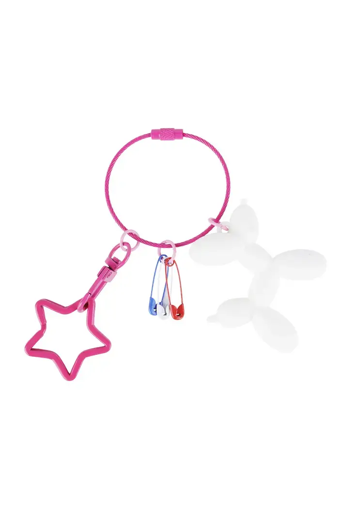 Sleutel/tashanger ballon hondje wit