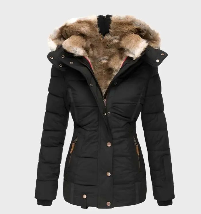 Slim Fit Damen Winterjacke mit Kapuze - Aurora Winterzauber