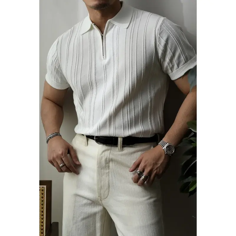 Slim Fit Herren-Poloshirt mit Reißverschluss – Fabrizio