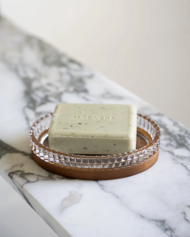 Soap Dish Acacia Wood Glas