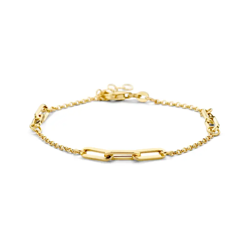 'Solana' 14 karaat gouden armband paperclip jasseron schakel