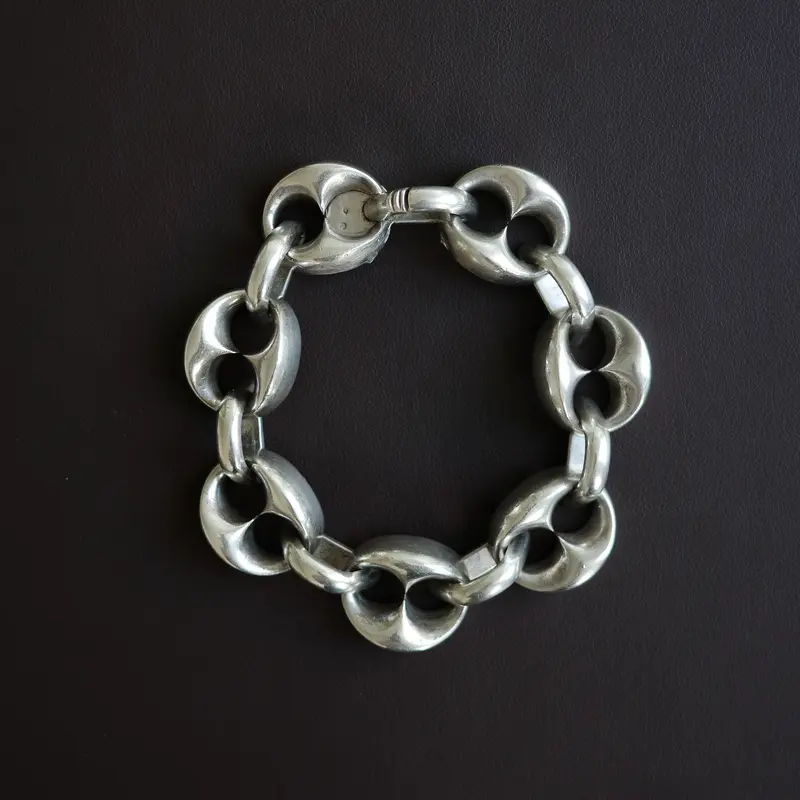 Solid sterling coffee bean bracelet