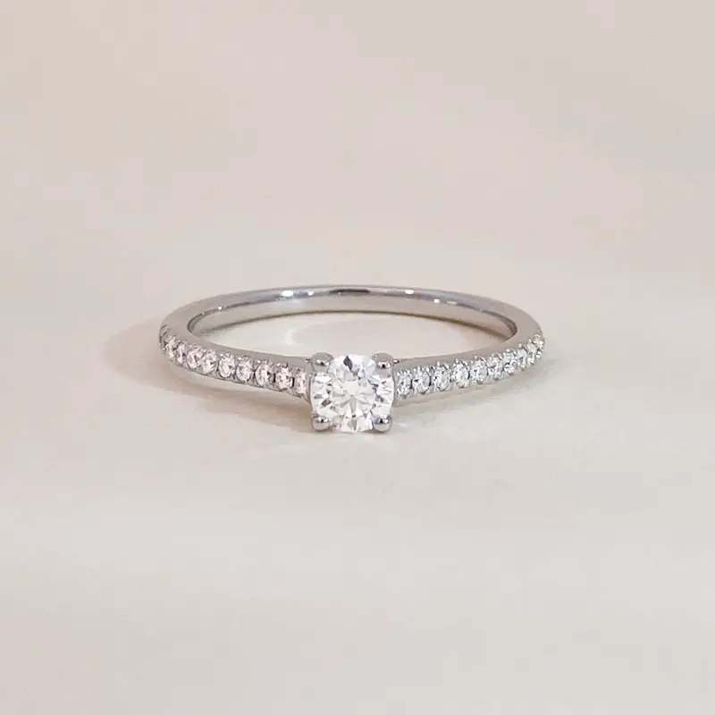 Solitaire on Diamonds Ring White Gold