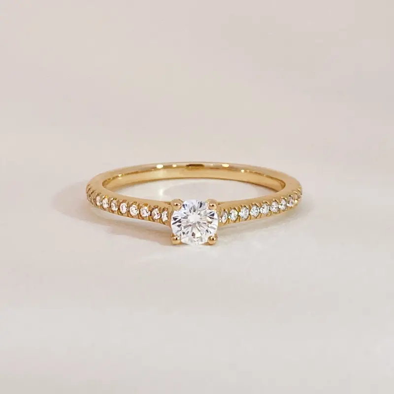 Solitaire on Diamonds Ring