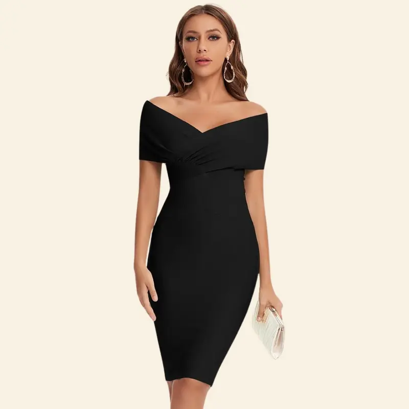 Sommerliches Bandage-Kleid mit V-Ausschnitt - Celeste