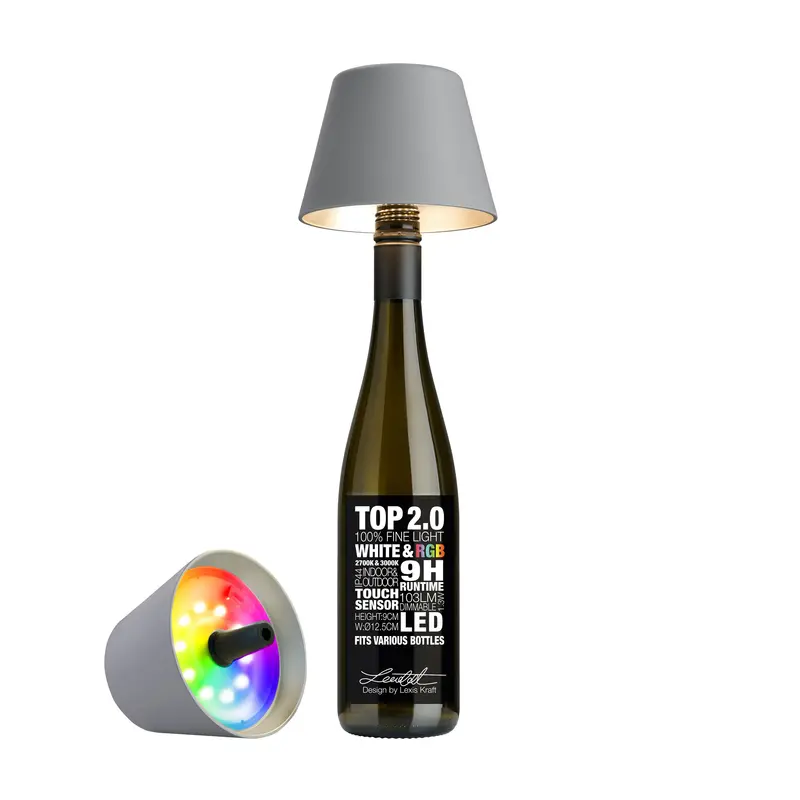 Sompex Top 2.0 Draadloze LED Flessenlamp | RGBW Grijs