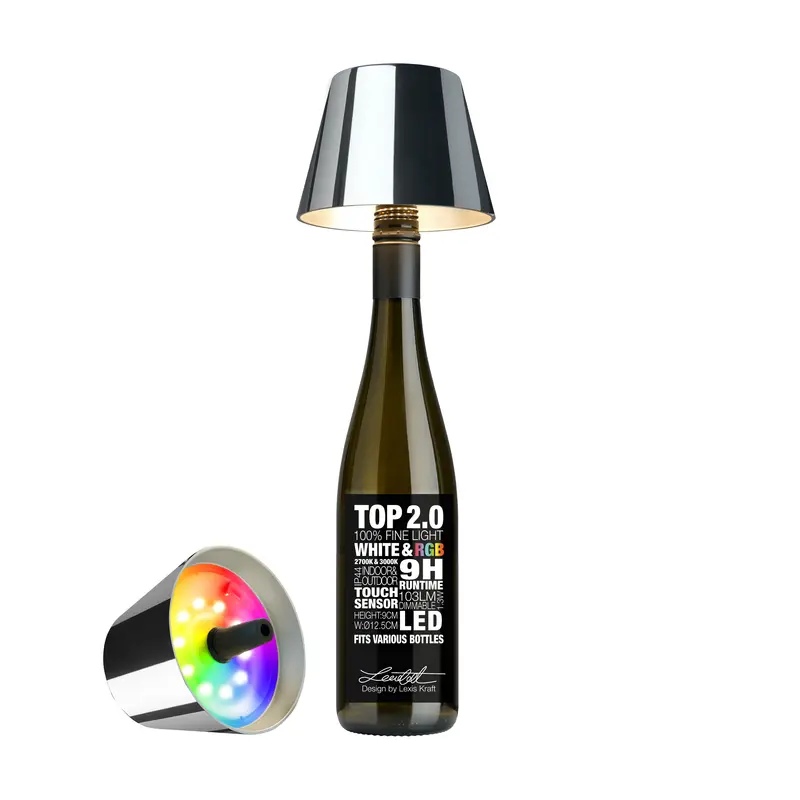 Sompex Top 2.0 Draadloze LED Flessenlamp | RGBW Metal Chrome