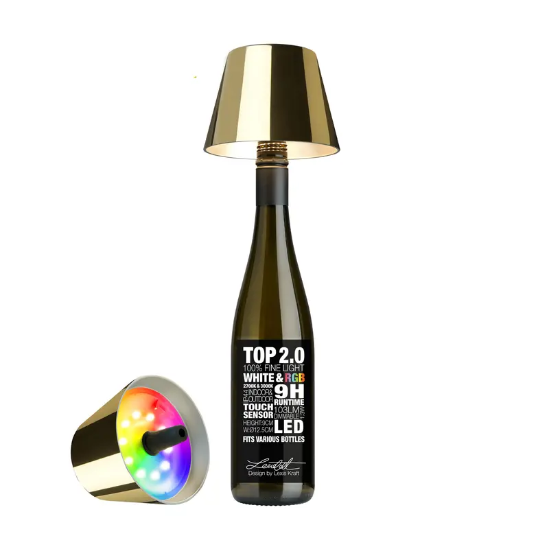 Sompex Top 2.0 Draadloze LED Flessenlamp | RGBW Metal Goud