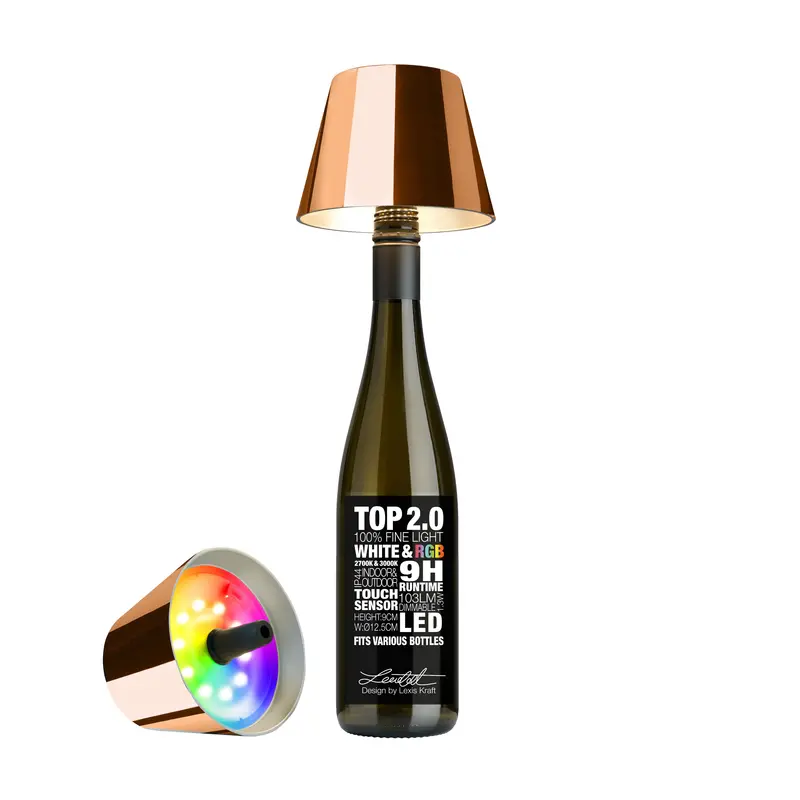 Sompex Top 2.0 Draadloze LED Flessenlamp | RGBW Metal Koper