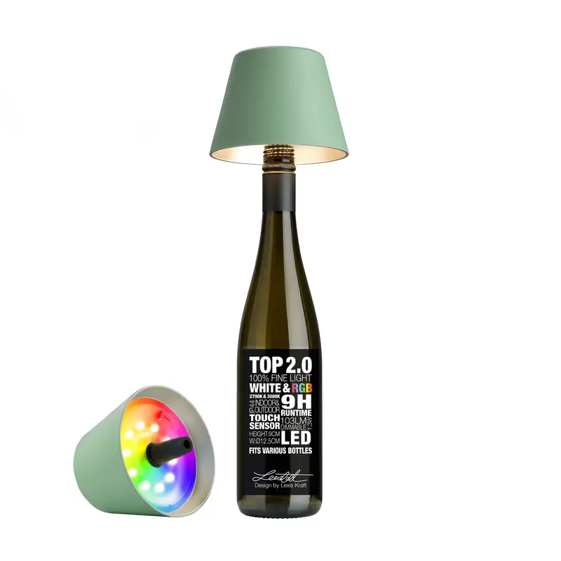 Sompex Top 2.0 Draadloze LED Flessenlamp | RGBW Olijfgroen