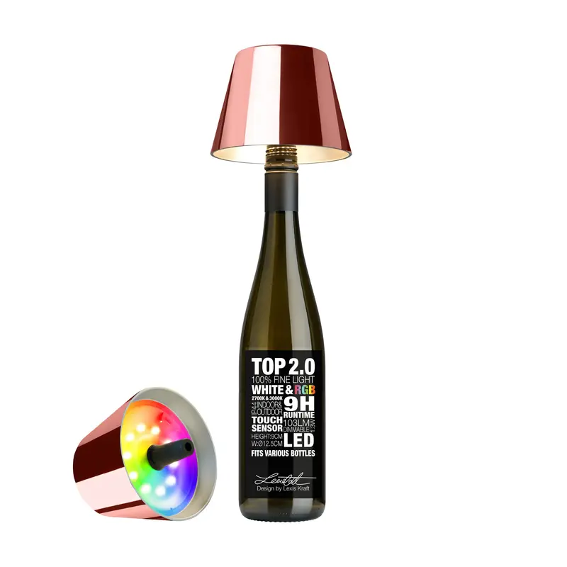 Sompex Top 2.0 Draadloze LED Flessenlamp | RGBW Rose Goud