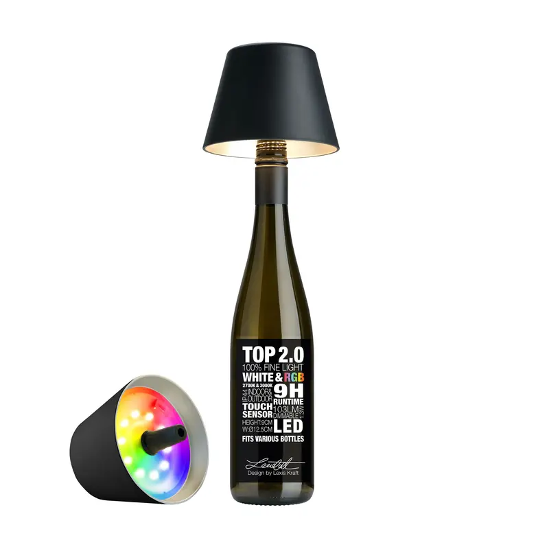 Sompex Top 2.0 Draadloze LED Flessenlamp | RGBW Zwart