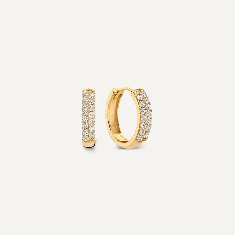 Sparkling Pavé Cubic Zirconia Huggie Hoops (15mm)