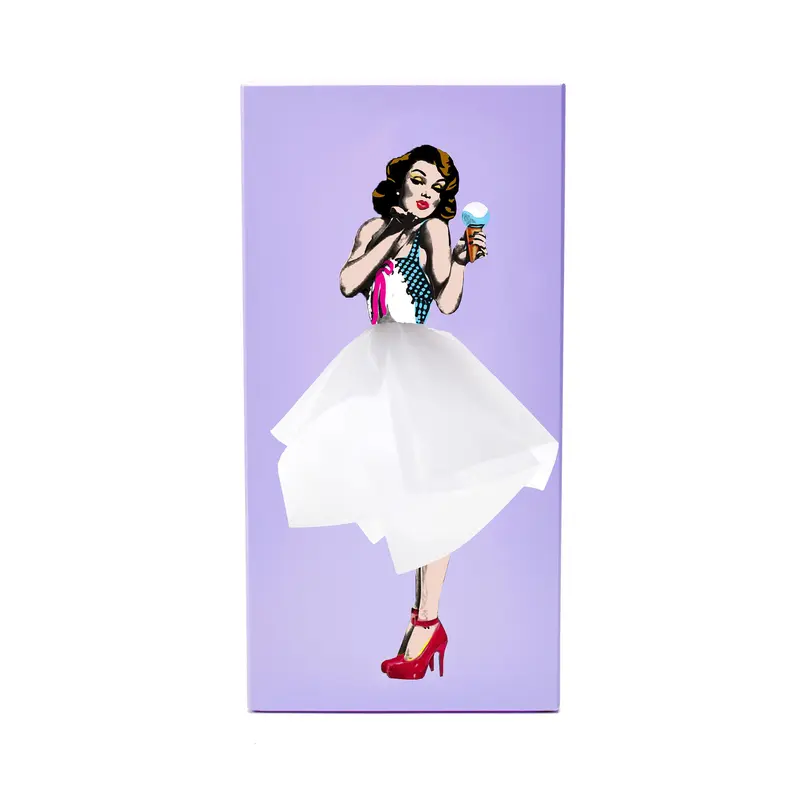 Spextrum Tissue Up Girl Tissuebox | Retro Pin Up Girl | Paars