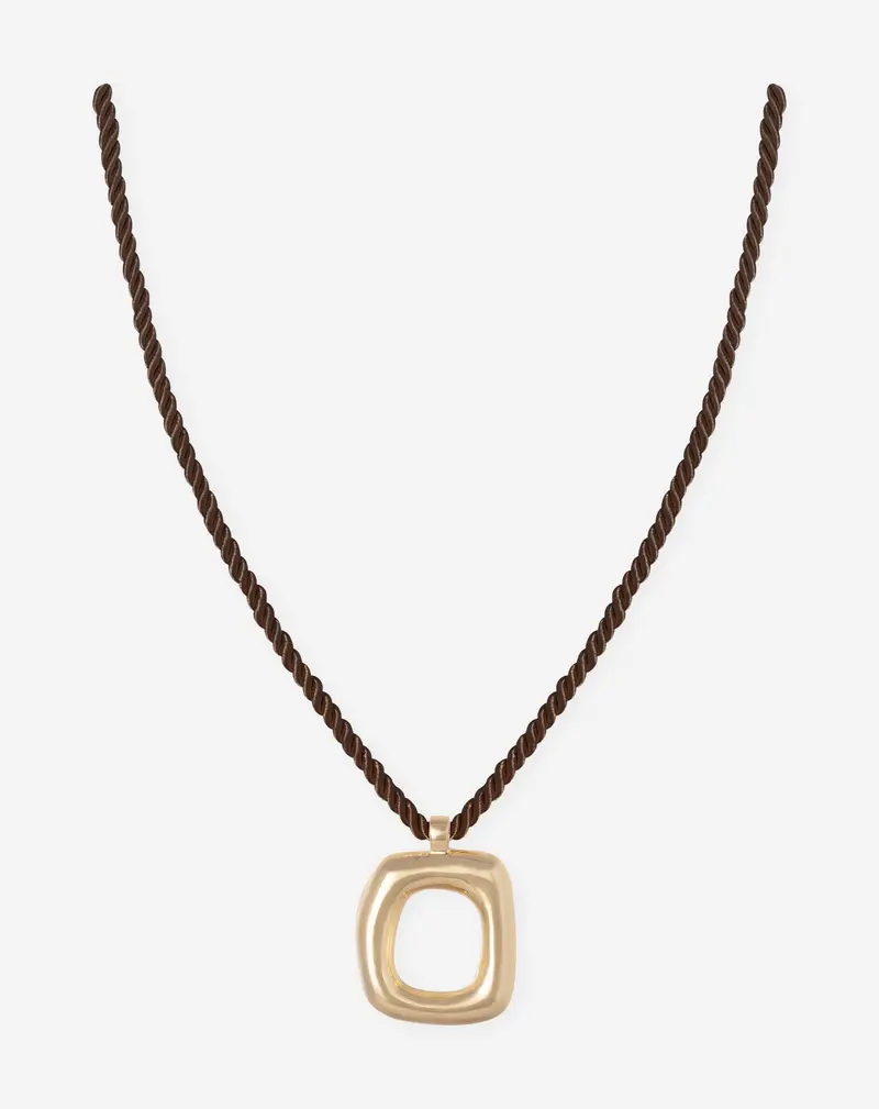 SQUARE CHARM CORD NECKLACE DONKERBRUIN
