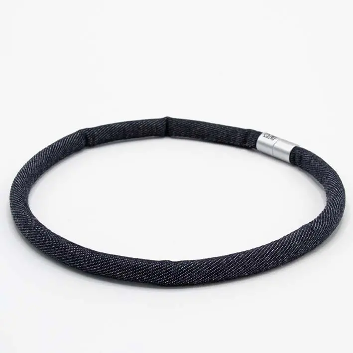 Statement ketting van jeans 1 lijns, blauw