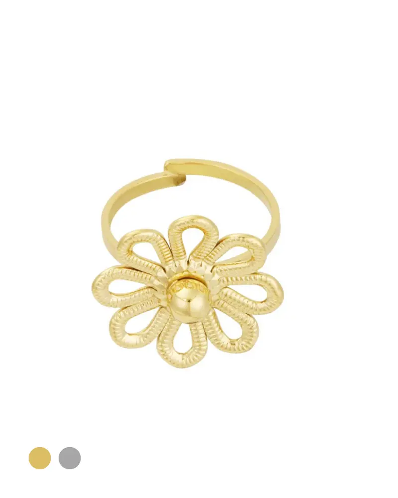 Statement ring verstelbaar - Bloem