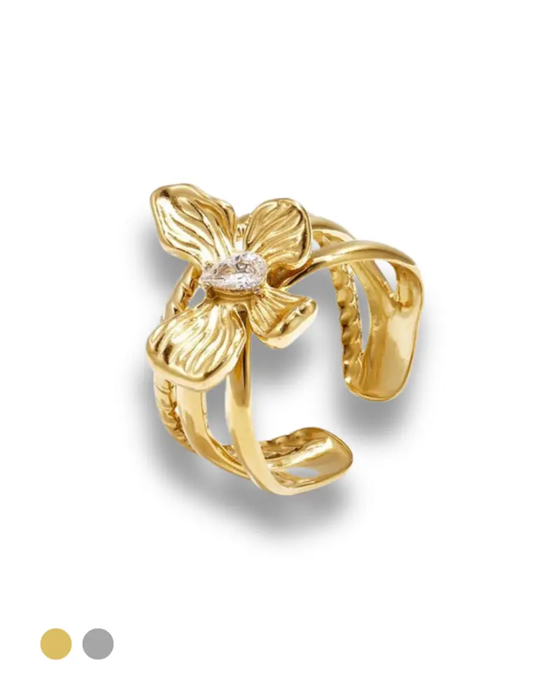 Statement ring verstelbaar - Bloem