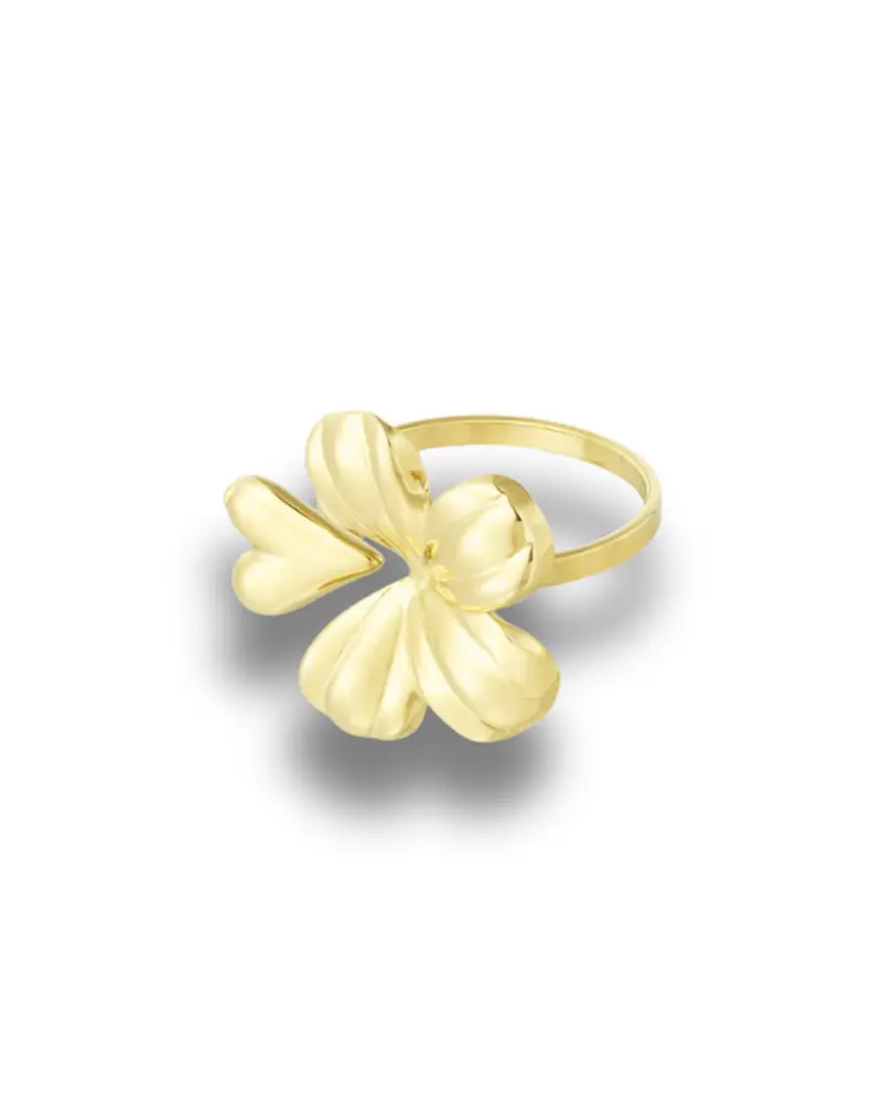 Statement ring verstelbaar - Bloem met hartje