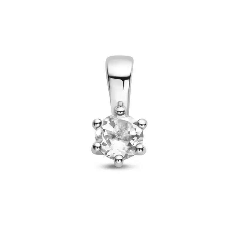 'Stella' 925 gerhodineerd zilver geboortesteenhanger april