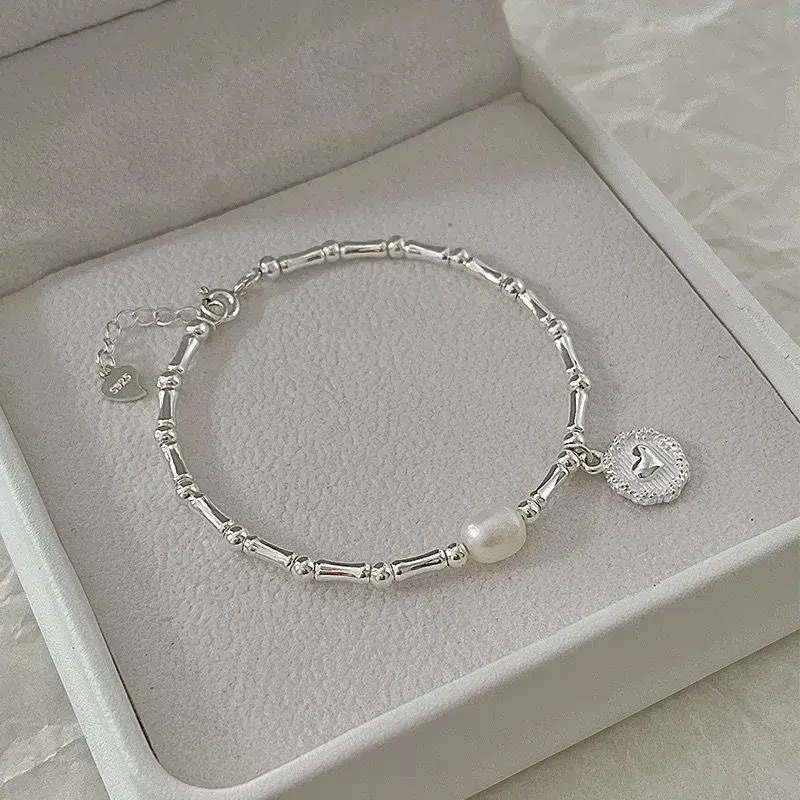 Sterling Silber Bambus Perlen Knoten Armband