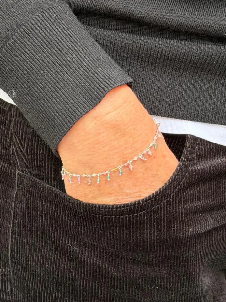 sterling zilver armbandje met kleine tourmalijn steentjes