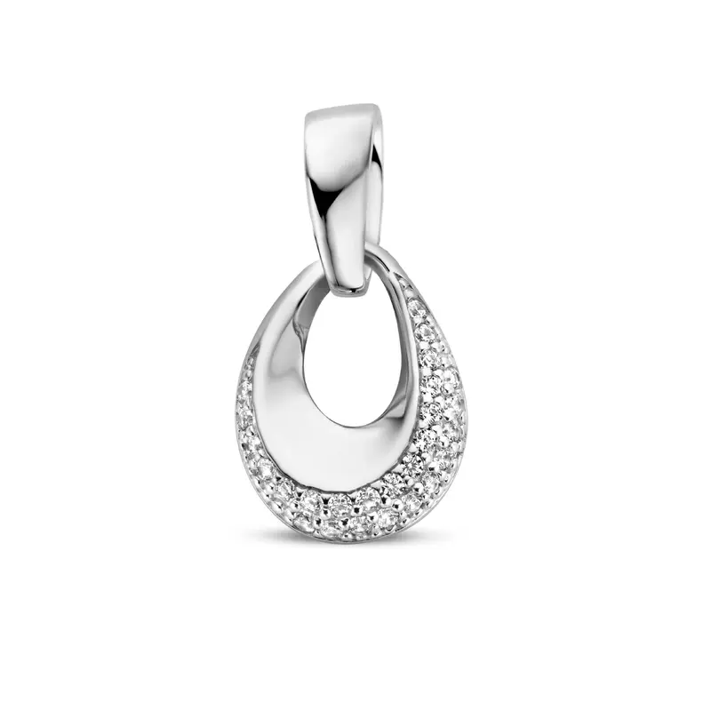 'Stilla' 925 gerhodineerd zilveren hanger met zirkonia