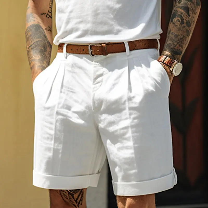 Stilvolle Leinen-Baumwoll-Herren Shorts – Mailand