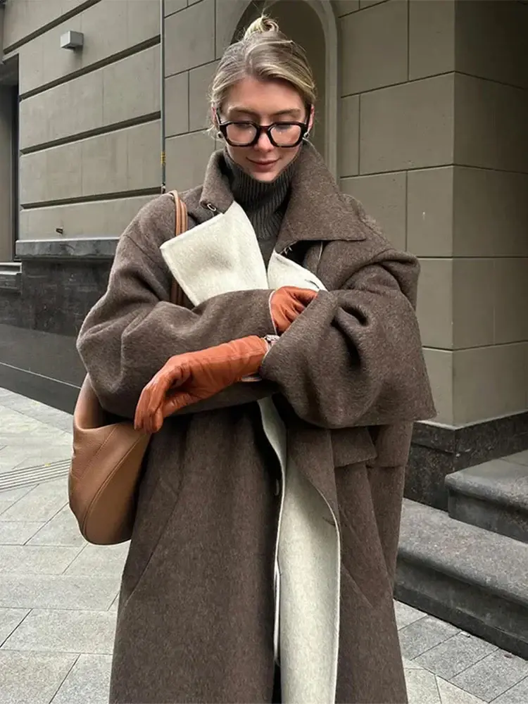 Stilvoller Langer Wollmantel für Damen - Ella Winterzauber Edition