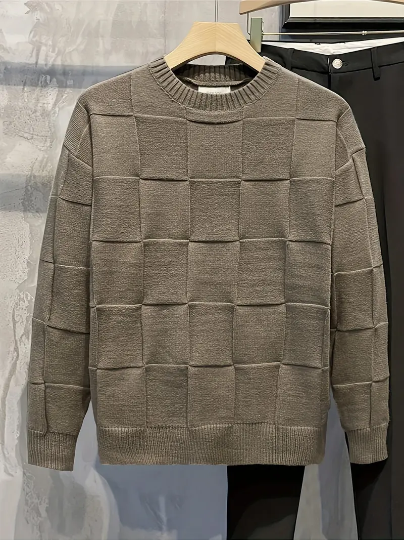 Strick-Sweater mit Rundhalsausschnitt und Stretch – Caleb Herbstedition