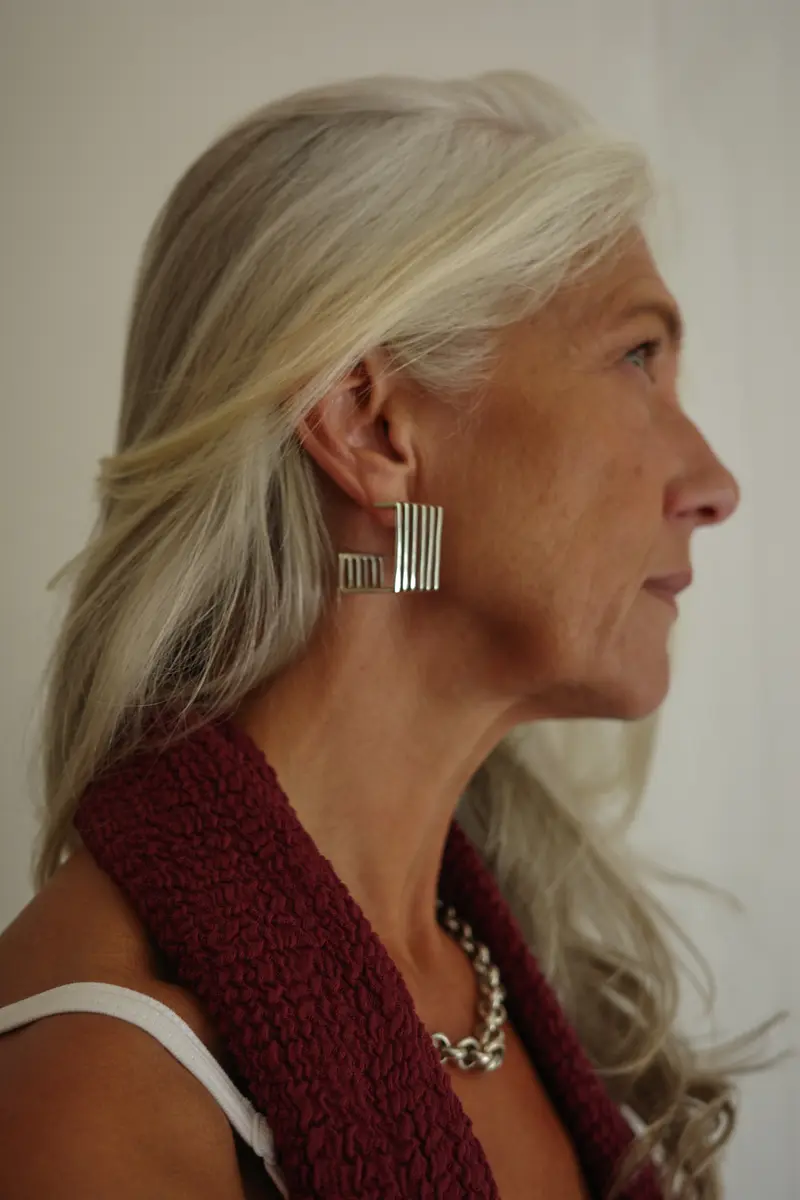 Striking Modernist Square Earrings