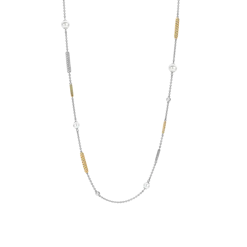 Structure Pearl Charm Necklace