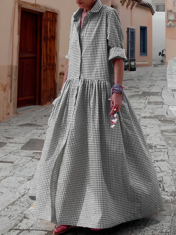 Swingkleid mit langen Ärmeln und kariertem Muster - Sofie, Herbst 2025 Edition
