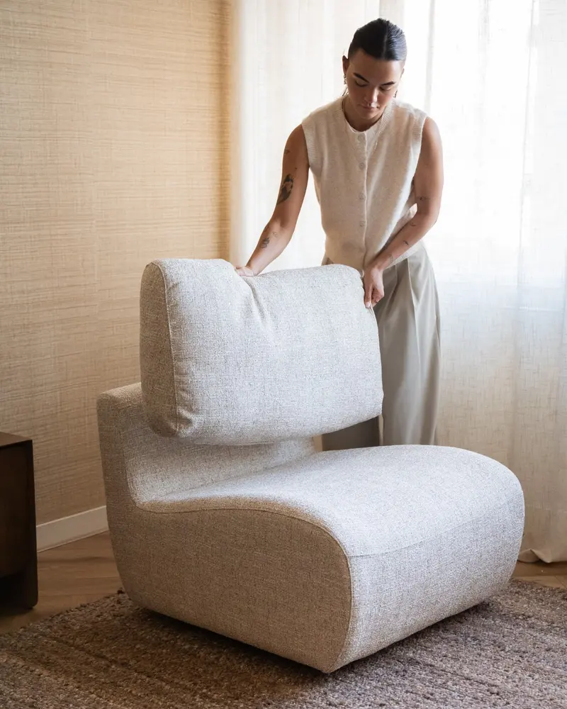 Swivel Lounge Chair Lucia Beige