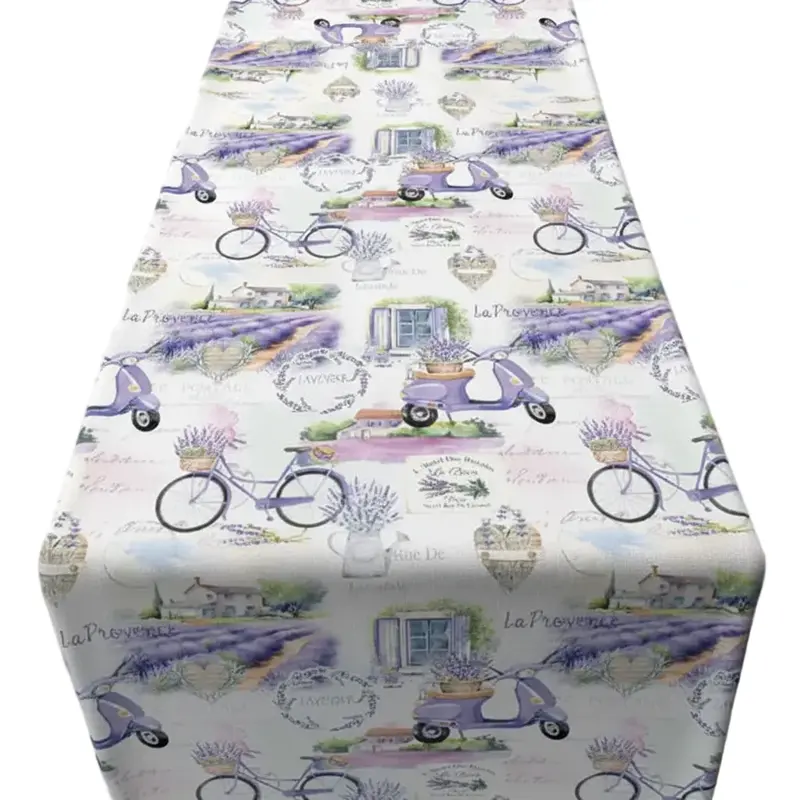 Tafelloper La Provence wit paars 140x50cm