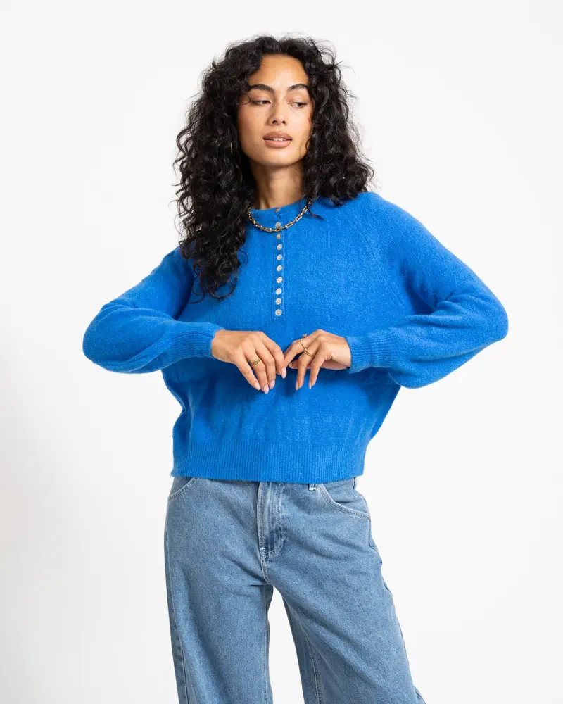 TILTIL Arya Button Up Knit Blue One Size
