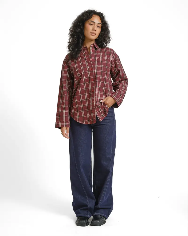 TILTIL Checkered Quinty Blouse Bordeaux