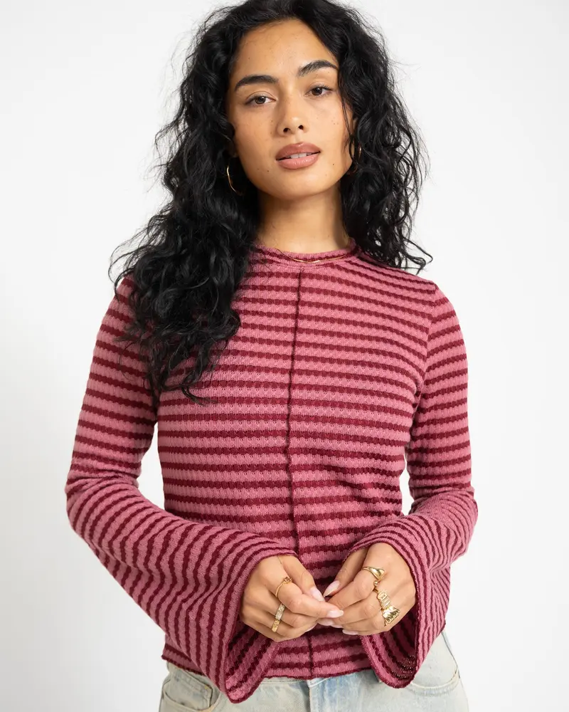 TILTIL Farah Flared Longsleeve Striped Dark Roze