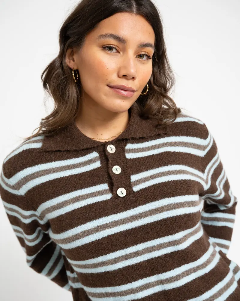 TILTIL Joya Polo Striped Bruin One Size