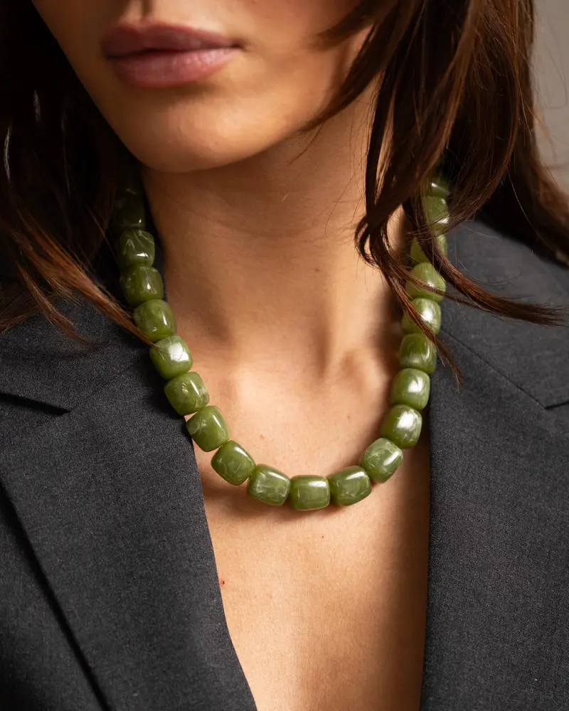 TILTIL Ketting Square Bead Avocado Groen
