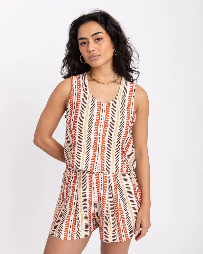 TILTIL Lyke Top Off-white Orange Print