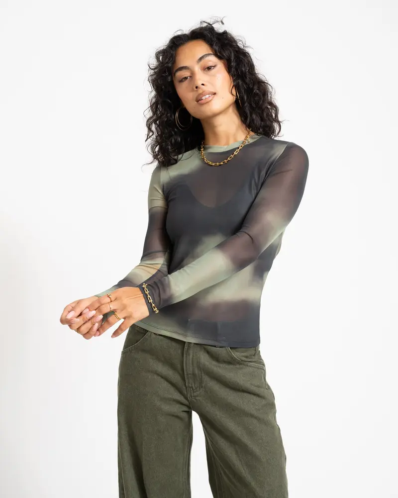 TILTIL Mesh Longsleeve Faded Groen