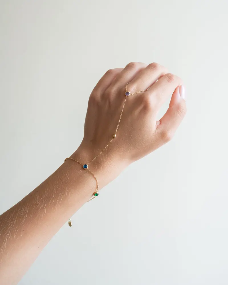 TILTIL Multi Stone Hand Chain Goud